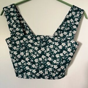 Reformation EcoMove Dark Green Floral Crop Top
